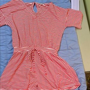 Umgee Red and White Striped Casual Women’s Romper